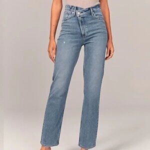 Abercrombie & Fitch 90s Straight Ultra High Rise Jeans Crossover Waist Size 26